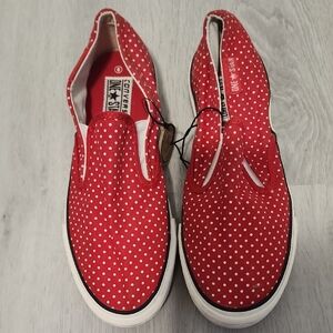 Converse Kids Red and White Polka Dot Sneakers